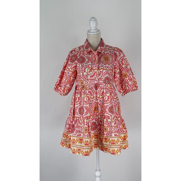 Talulah Malia Floral Puff Sleeve Tiered Mini Dress Womens Size Medium New Pink - Picture 3 of 11